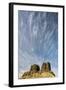 WA, Walla Walla County. Twin Sisters Monument and Streaking Clouds-Brent Bergherm-Framed Photographic Print