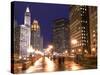 Wacker Drive and Skyline at night, Chicago, Illinois, USA-Alan Klehr-Stretched Canvas