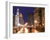 Wacker Drive and Skyline at night, Chicago, Illinois, USA-Alan Klehr-Framed Photographic Print