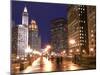 Wacker Drive and Skyline at night, Chicago, Illinois, USA-Alan Klehr-Mounted Photographic Print