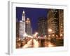 Wacker Drive and Skyline at night, Chicago, Illinois, USA-Alan Klehr-Framed Photographic Print