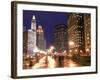 Wacker Drive and Skyline at night, Chicago, Illinois, USA-Alan Klehr-Framed Photographic Print