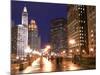Wacker Drive and Skyline at night, Chicago, Illinois, USA-Alan Klehr-Mounted Photographic Print