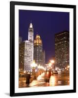 Wacker Drive and Skyline at night, Chicago, Illinois, USA-Alan Klehr-Framed Photographic Print