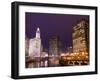 Wacker Drive and Skyline at night, Chicago, Illinois, USA-Alan Klehr-Framed Photographic Print