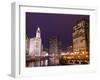 Wacker Drive and Skyline at night, Chicago, Illinois, USA-Alan Klehr-Framed Photographic Print