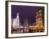 Wacker Drive and Skyline at night, Chicago, Illinois, USA-Alan Klehr-Framed Photographic Print