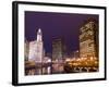 Wacker Drive and Skyline at night, Chicago, Illinois, USA-Alan Klehr-Framed Photographic Print