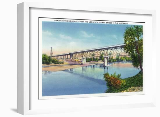 Waco, Texas - General View of the Brazos River Bridge, c.1944-Lantern Press-Framed Art Print