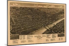 Waco, Texas - Panoramic Map-Lantern Press-Mounted Art Print
