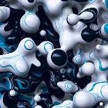 3D Abstract Wavy Bubbles Background, Zebra Balls, Colored Striped Fordite Shapes-wacomka-Art Print