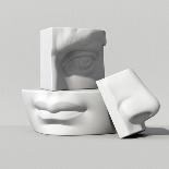 3D Render, Digital Illustration, Abstract Alabaster Blocks, Eye, Nose, Lips, Mouth, Anatomy Sculptu-wacomka-Art Print