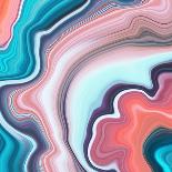 3D Abstract Wavy Bubbles Background, Zebra Balls, Colored Striped Fordite Shapes-wacomka-Art Print