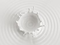 White Abstract Liquid Background, Milk Splash Crown, Paint Splashing, 3D Food Illustration-wacomka-Art Print