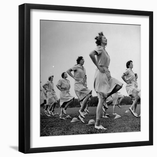 WACs Doing Daily Calisthenics Exercises-Marie Hansen-Framed Premium Photographic Print