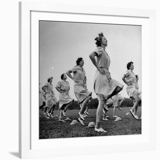 WACs Doing Daily Calisthenics Exercises-Marie Hansen-Framed Photographic Print