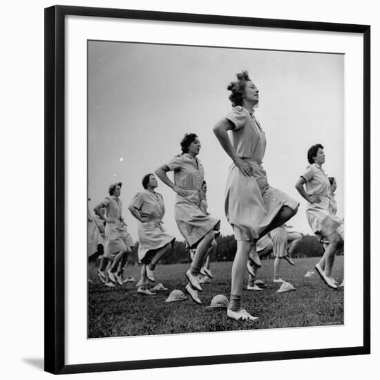 WACs Doing Daily Calisthenics Exercises-Marie Hansen-Framed Photographic Print