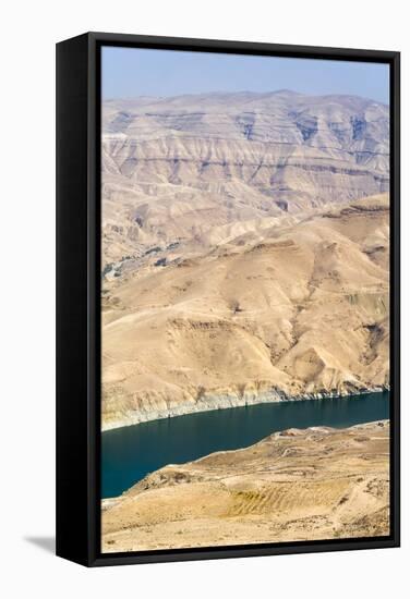 Wadi Al Mujib Dam and lake, Jordan.-Nico Tondini-Framed Stretched Canvas