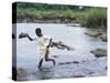 Wading Across Zambezi River, Victoria Falls, Mosi-Oa-Tunya National Park, Zambia-Paul Souders-Stretched Canvas