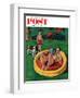 "Wading Pool" Saturday Evening Post Cover, August 27, 1955-Amos Sewell-Framed Giclee Print