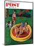 "Wading Pool" Saturday Evening Post Cover, August 27, 1955-Amos Sewell-Mounted Giclee Print