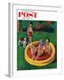 "Wading Pool" Saturday Evening Post Cover, August 27, 1955-Amos Sewell-Framed Giclee Print