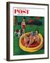 "Wading Pool" Saturday Evening Post Cover, August 27, 1955-Amos Sewell-Framed Giclee Print