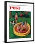 "Wading Pool" Saturday Evening Post Cover, August 27, 1955-Amos Sewell-Framed Giclee Print