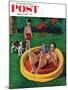 "Wading Pool" Saturday Evening Post Cover, August 27, 1955-Amos Sewell-Mounted Giclee Print