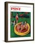 "Wading Pool" Saturday Evening Post Cover, August 27, 1955-Amos Sewell-Framed Giclee Print