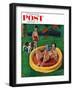 "Wading Pool" Saturday Evening Post Cover, August 27, 1955-Amos Sewell-Framed Premium Giclee Print