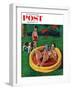 "Wading Pool" Saturday Evening Post Cover, August 27, 1955-Amos Sewell-Framed Premium Giclee Print
