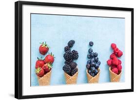 Waffle with Fresh Berries, Homemade Ice Cream Making-Marcin Jucha-Framed Photographic Print