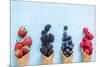 Waffle with Fresh Berries, Homemade Ice Cream Making-Marcin Jucha-Mounted Photographic Print