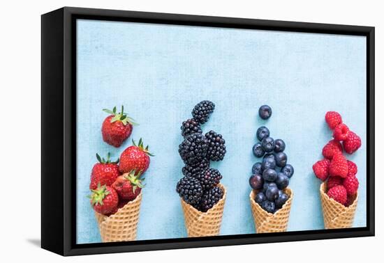 Waffle with Fresh Berries, Homemade Ice Cream Making-Marcin Jucha-Framed Stretched Canvas