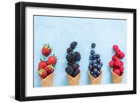 Waffle with Fresh Berries, Homemade Ice Cream Making-Marcin Jucha-Framed Photographic Print