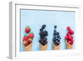 Waffle with Fresh Berries, Homemade Ice Cream Making-Marcin Jucha-Framed Photographic Print