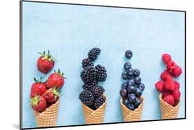 Waffle with Fresh Berries, Homemade Ice Cream Making-Marcin Jucha-Mounted Photographic Print