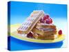 Waffles with Raspberries and Icing Sugar-null-Stretched Canvas