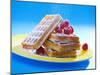 Waffles with Raspberries and Icing Sugar-null-Mounted Photographic Print