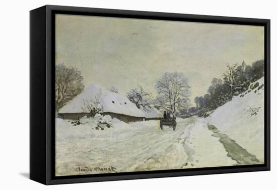 Waggon on Snow-Covered Street in Honfleur, about 1867-Claude Monet-Framed Stretched Canvas