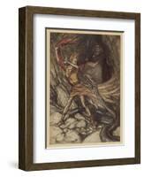 Wagner, Ring, Dragon-Arthur Rackham-Framed Art Print