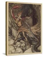 Wagner, Ring, Dragon-Arthur Rackham-Stretched Canvas