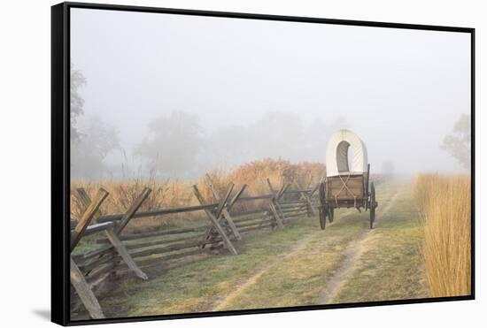 Wagon along the Oregon Trail at Whitman Mission, Walla Walla, Washington State-Brent Bergherm-Framed Stretched Canvas