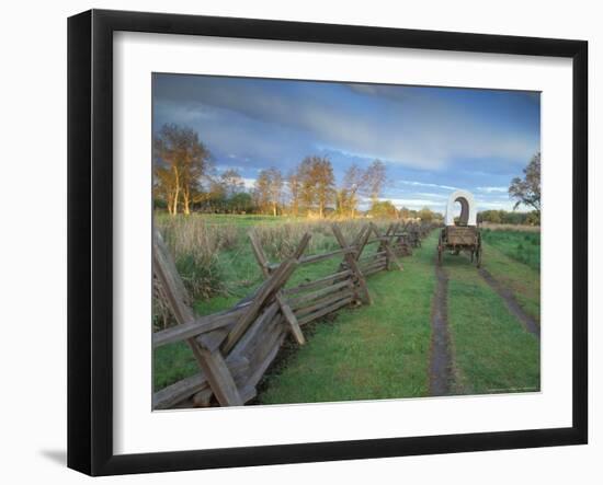 Wagon at Sunrise Along the Oregon Trail, Walla Walla County, WA USA-Brent Bergherm-Framed Photographic Print