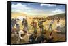 Wagon Box Fight, 1867-Hugh Charles Mcbarron Jr.-Framed Stretched Canvas