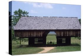Wagon in a Cantilevered Barn, Cades Cove, Great Smoky Mountains National Park, Tennessee-null-Stretched Canvas