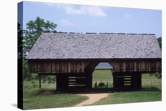 Wagon in a Cantilevered Barn, Cades Cove, Great Smoky Mountains National Park, Tennessee-null-Stretched Canvas