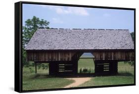 Wagon in a Cantilevered Barn, Cades Cove, Great Smoky Mountains National Park, Tennessee-null-Framed Stretched Canvas