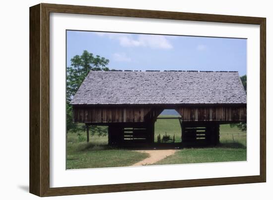 Wagon in a Cantilevered Barn, Cades Cove, Great Smoky Mountains National Park, Tennessee-null-Framed Photographic Print